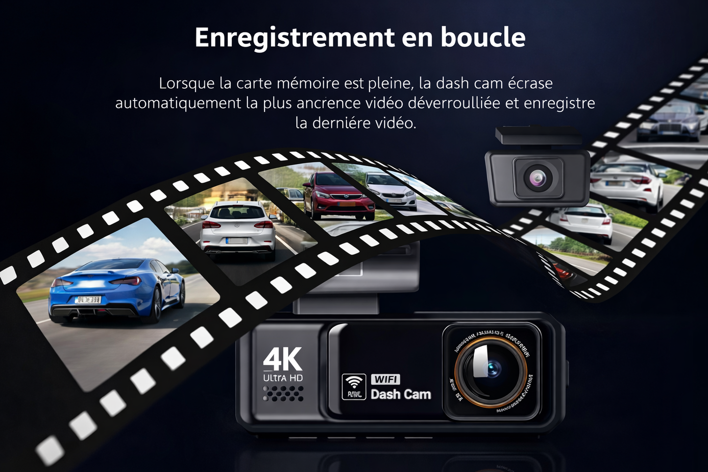 Dashcam 4K WiFi avec GPS et Vision Nocturne