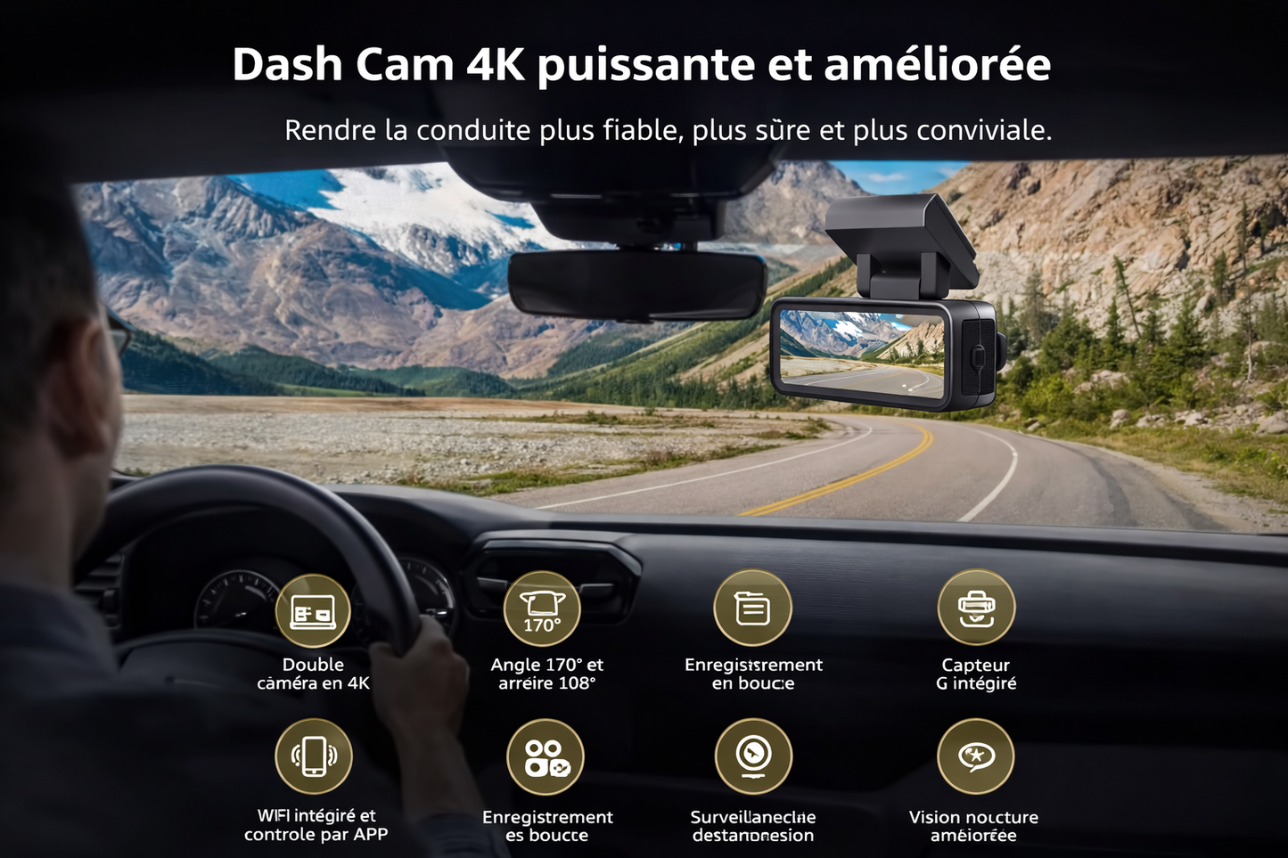 Dashcam 4K WiFi avec GPS et Vision Nocturne