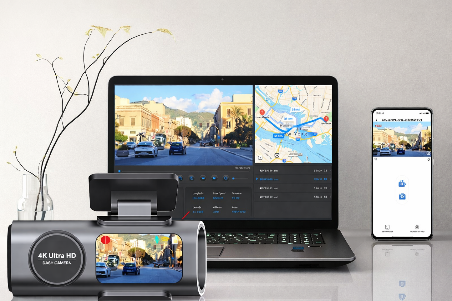 Dashcam 4K UHD avec Wi-Fi et GPS