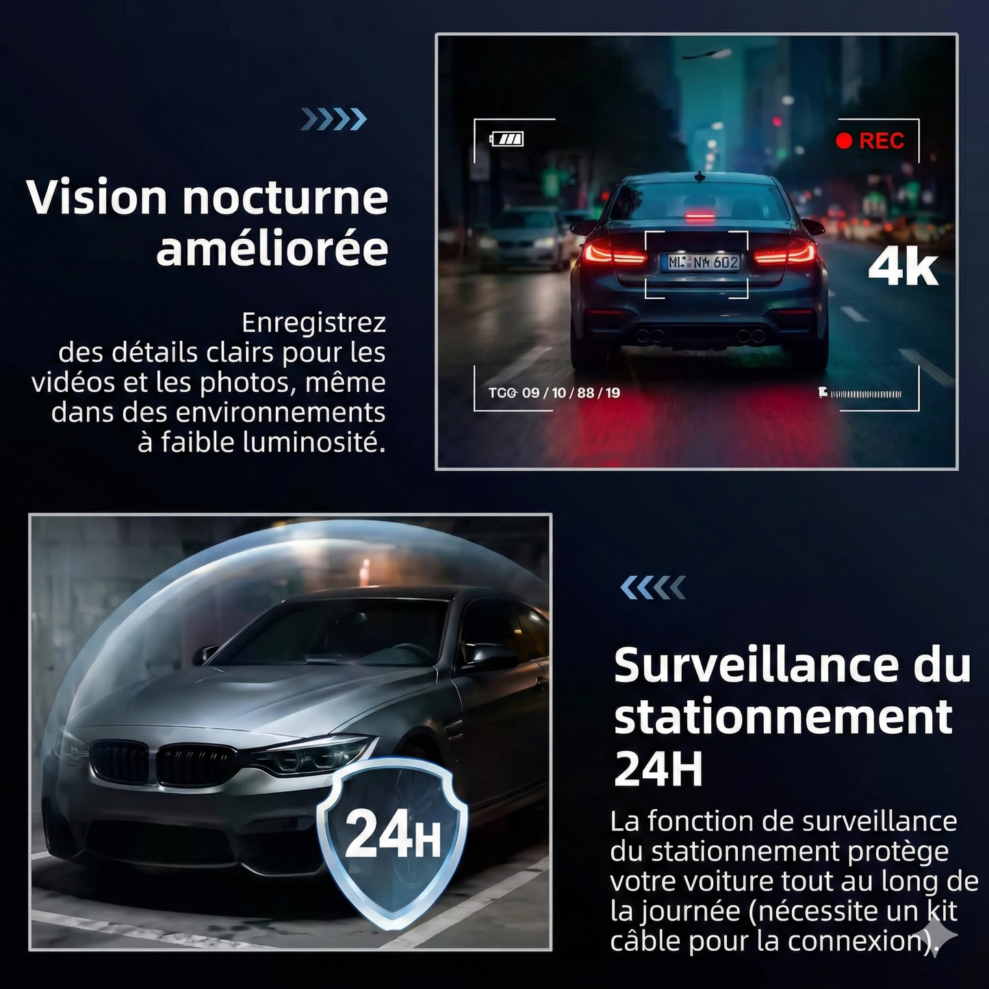 Dashcam 4K WiFi avec GPS et Vision Nocturne