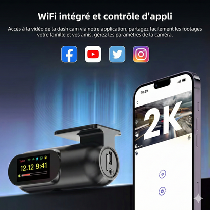 Dashcam 2K HD avec GPS et Wi-Fi